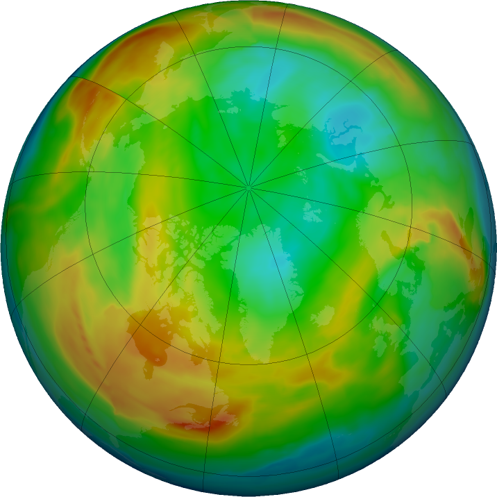 Arctic ozone map for 31 December 2017